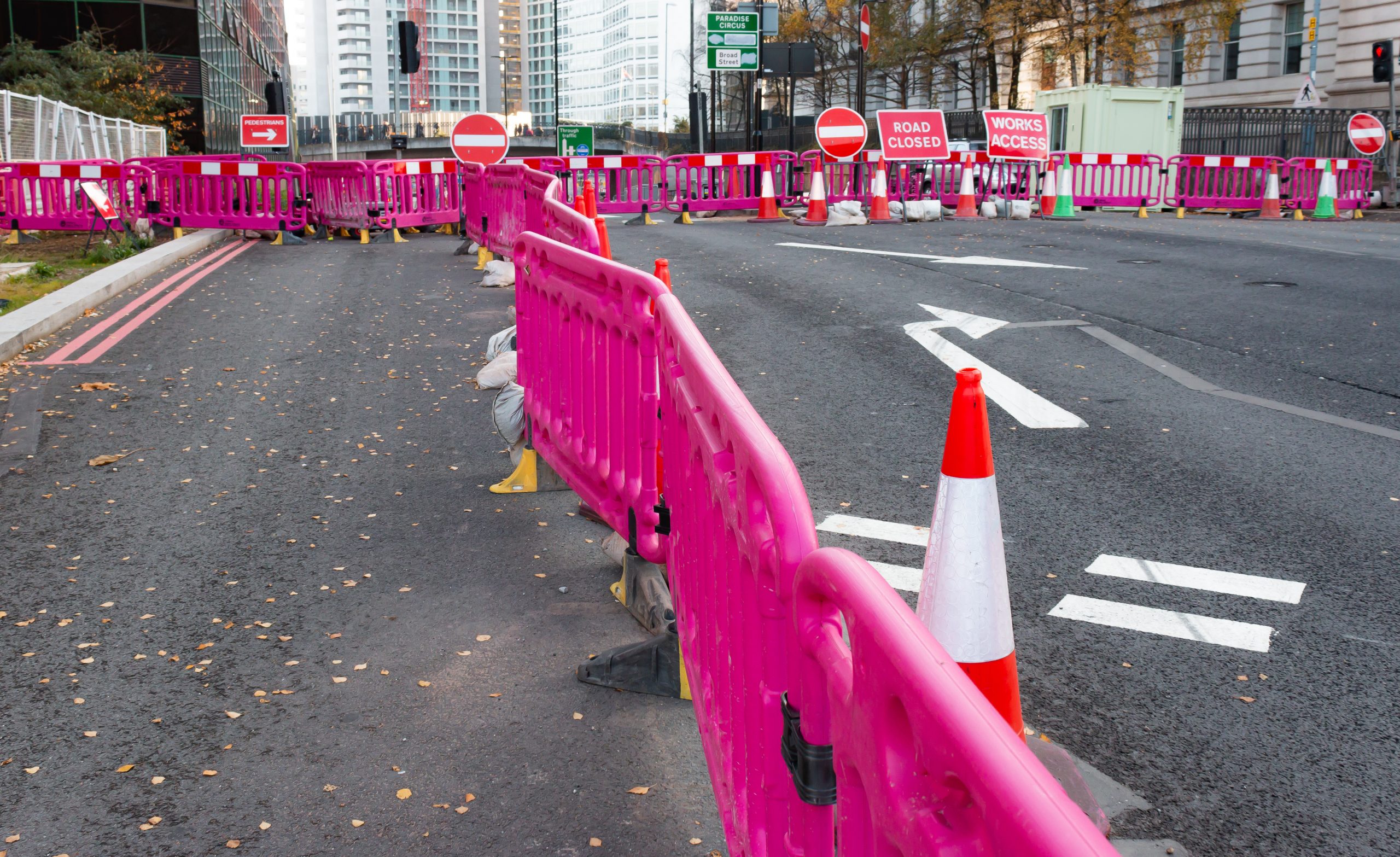 Roadworks in Birmingham, UK