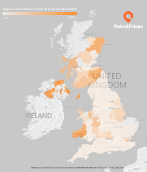 Diesel v Unleaded Map