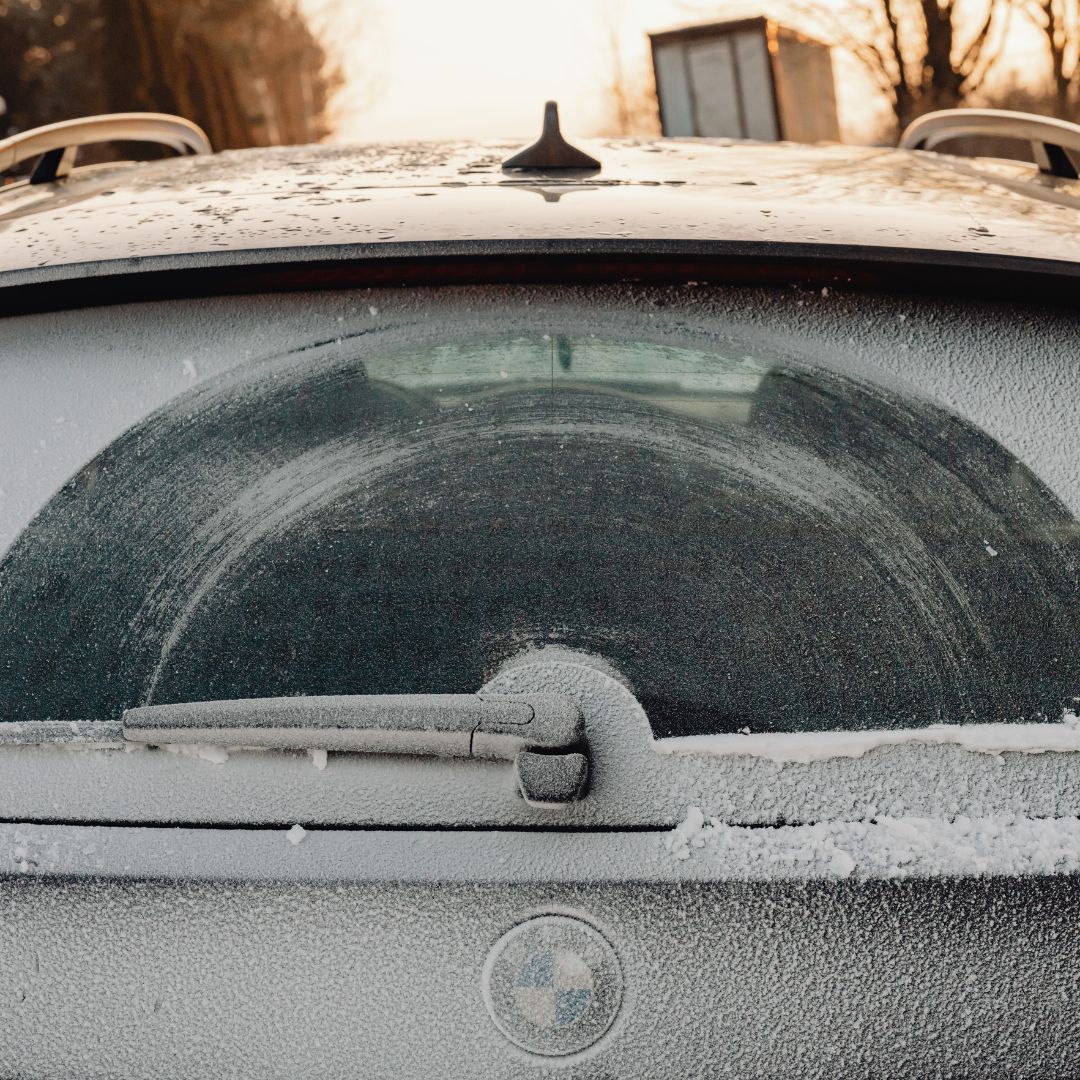 Freezing snow car